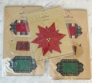NIP Hallmark 3 Gift Trims - 2 Belt Buckle Ribbons Packs & 1 Poinsettia Topper