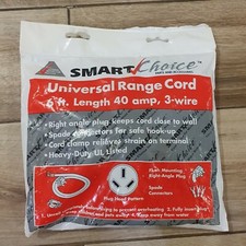 New Smart Choice 4 Wire Range Power Cord Universal 40 amp 250v 6ft 3-Wire