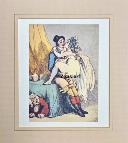 Erotic Artprint Karikatur Th. Rowlandson „Quickie“ 18.Jhdt. Papier de Paille - Bild 3 von 3