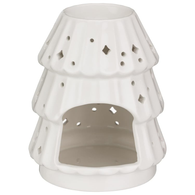 Ceramic Tree Oil Burner Tealight Holder Wax Melt Warmer Christmas Festive White