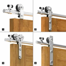 5-12FT Stainless Steel Sliding Barn Door Hardware Kit for Single Wood/Glass Door