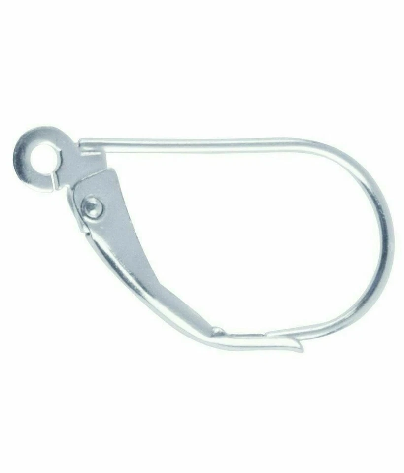 Sterling Silver 925 Pair Continental Earring Hook Fasteners Leverback Ear Wire - Image 2 of 2