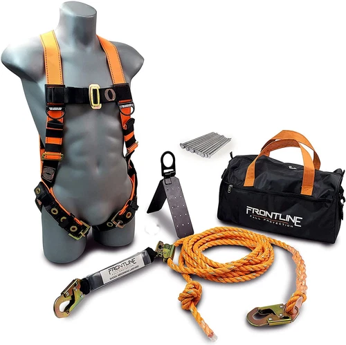 Frontline Combat Complete Premium Roofers Kit with Lifeline | Full Body Harness