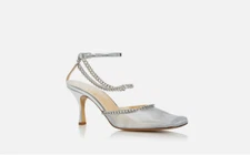 Nalebe Women Stellar Mesh Kitten Heel Pumps Silver Size 36.5 440059