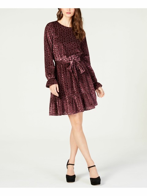 velvet tie waist dress