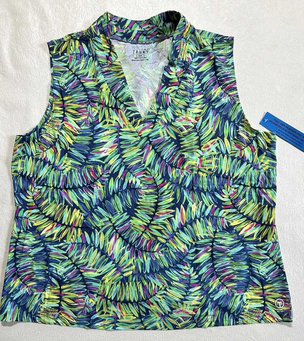 TRIBAL Sport Women's XL Sleeveless Tropical Print Sport Performance Top NWT
