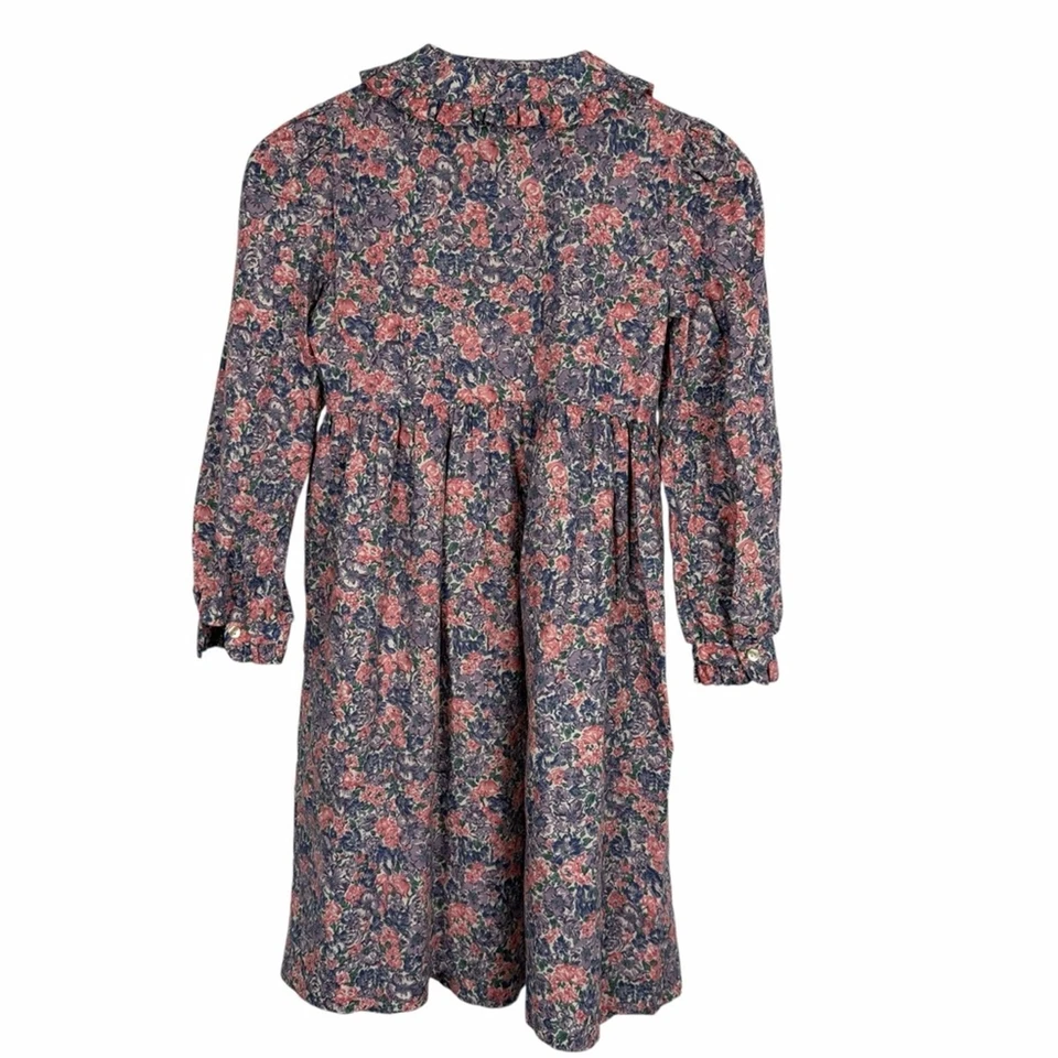 Vestido de Colección Años 80 Niña LAURA ASHLEY Cottagecore Púrpura Floral 9/10 100% Algodón Foto 2 de 4