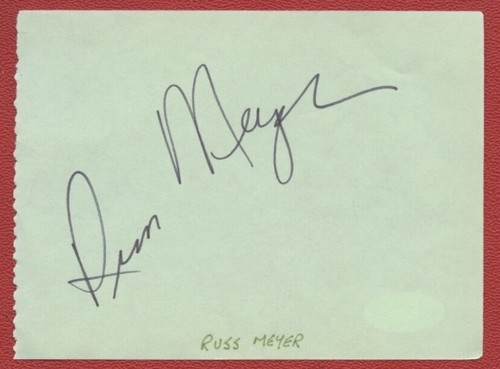 Russ Meyer Signed 4x6 Album Page Autograph – JSA Certified – Cult Film Director