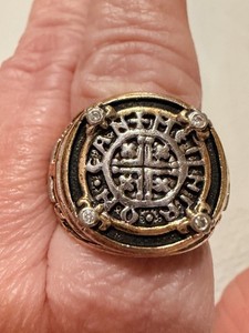 Authentic Vtg 925 SterSilver Signed Franklin Mint 4-Diamond Gold Plated Sz 9-12g Ring!