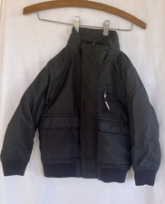 H M Boys Jacket Size 4-5 Years Black Jacket Zip Up and Button Up
