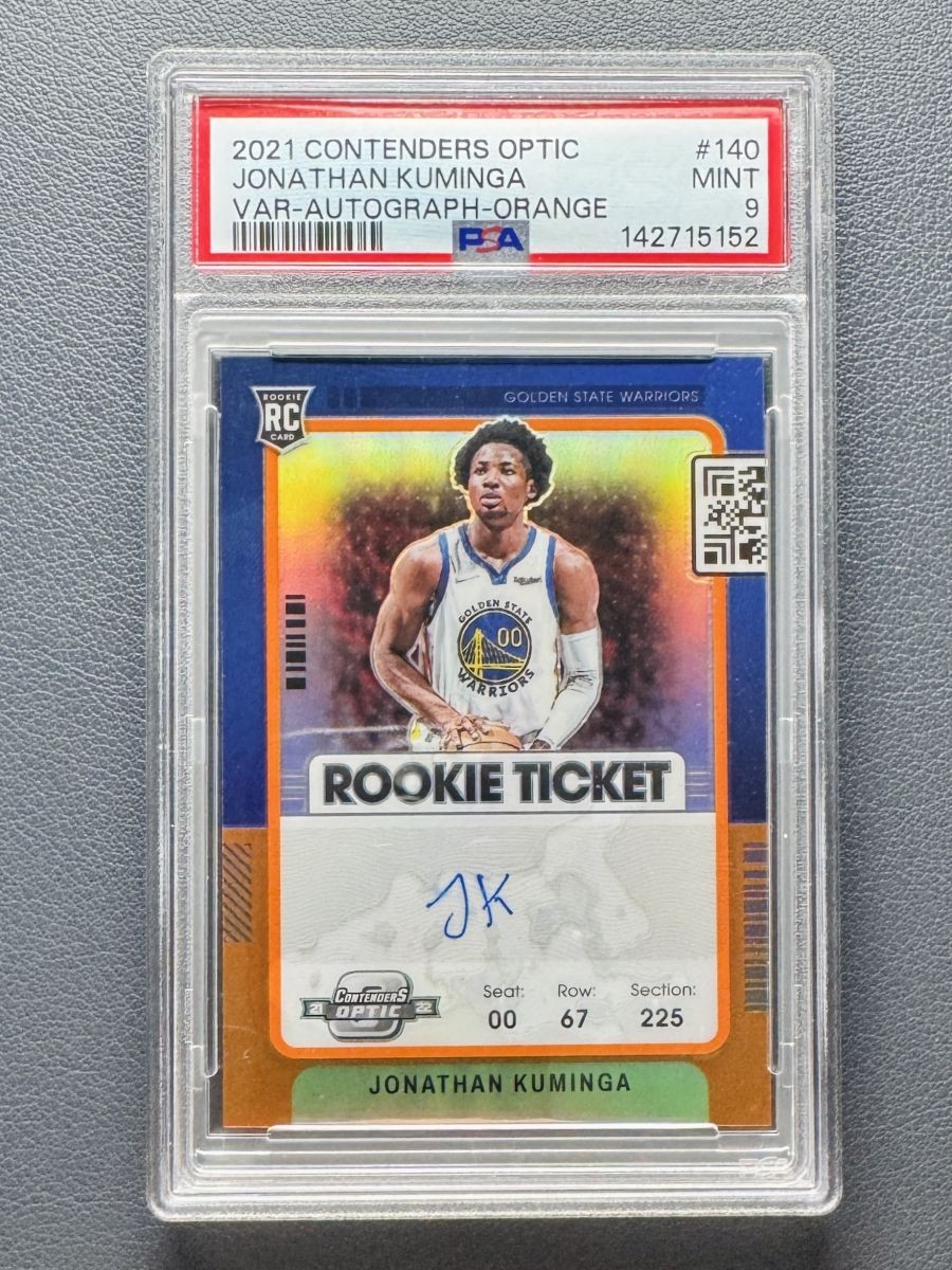2021-22 Contenders Optic Jonathan Kuminga RC Rookie Ticket Orange Auto /25 PSA 9