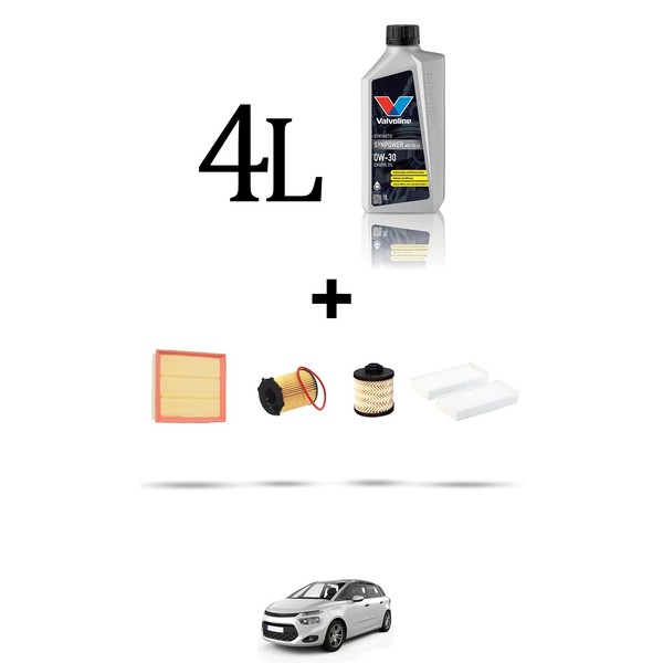 Hoffcar Servicekit 4 Filter Und 4L ÖL FüR Citroen C4 Picasso II 1.6 Bluehdi 7-image