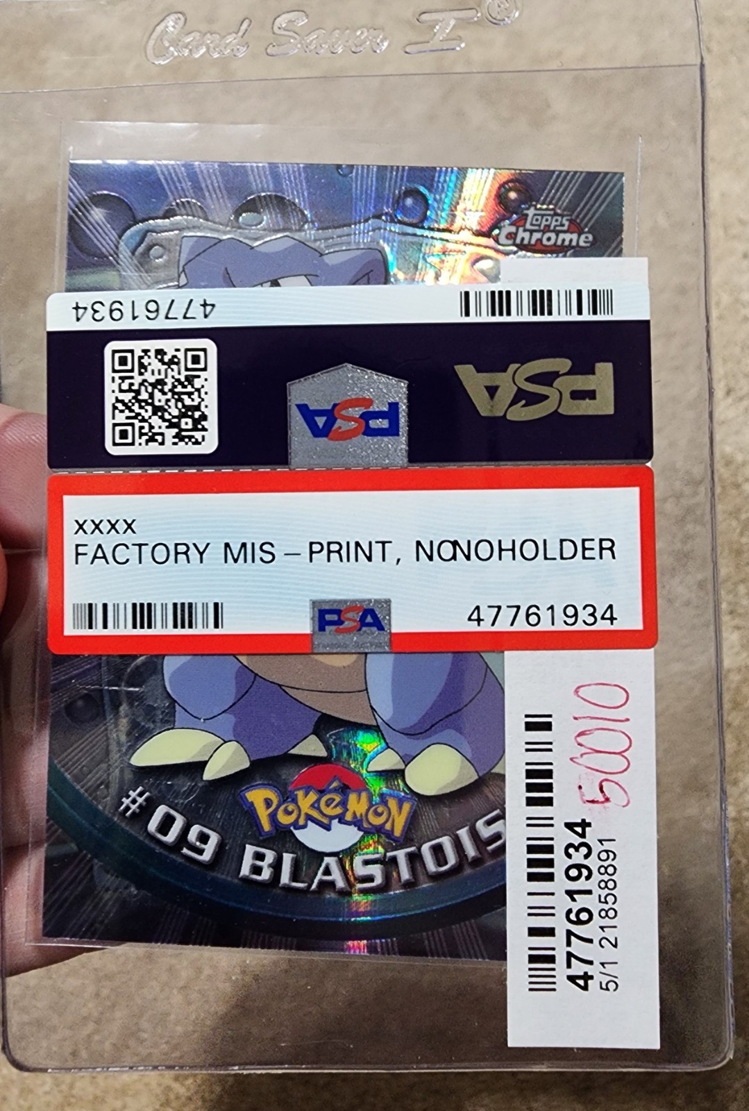 BLASTOISE 2000 TOPPS CHROME POKEMON T.V. SPECTRA #9 Misprint (No Spectra)