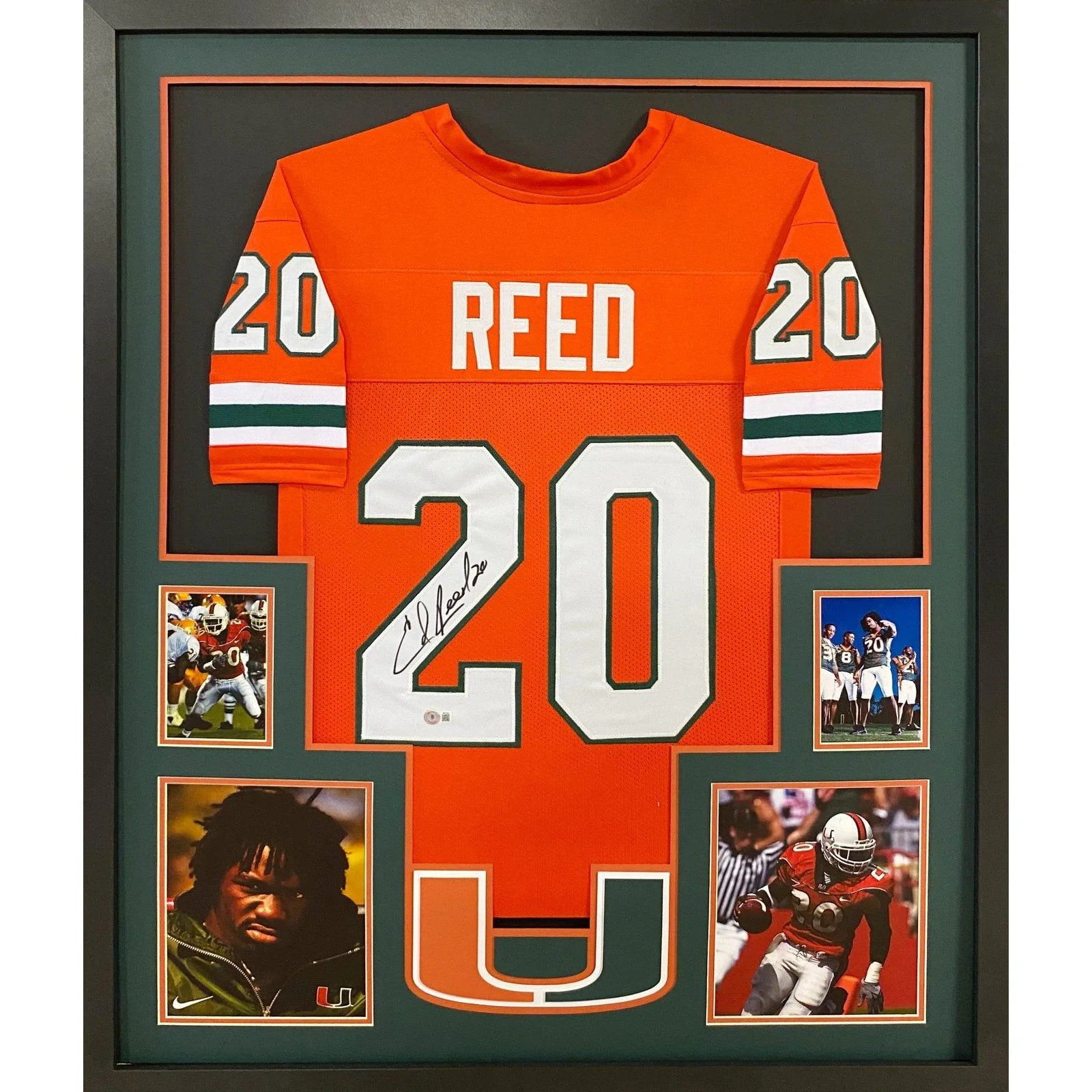 Ed Reed Framed Signed Miami Jersey Beckett Autographed Ravens 