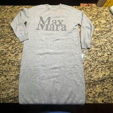 Vestido Suéter Max Mara Gris 100% Cachemira Logo Intarsia Tejido Para Mujer Grande