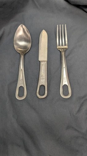 Vintage WW2 U.S. Army Mess Kit Knife Spoon Fork Silverware Military US