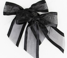 12 Pack 4 inch Black Pre-Tied Organza Bows 1.5 inch Ribbon with Twist Ties