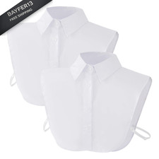 Haakong 2 Pcs Fake Collar Detachable Dickey Faux False Standard, White