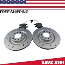 For Alfa Romeo Giulia Rear Brake Pads Drilled Rotors #11333..