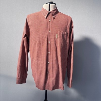 Vintage Columbia Sportswear Long-Sleeve Button-Down Mini Plaid Gray Orange XL