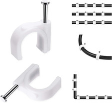 Cable Clips, 100 Pcs, 8mm, Wire Wall Clips with Steel Nails, Cable Management Or