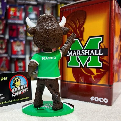 MARCO the BISON Marshall University "Thundering Herd" Mini Mascotte Bobblehead - Foto 5 di 9