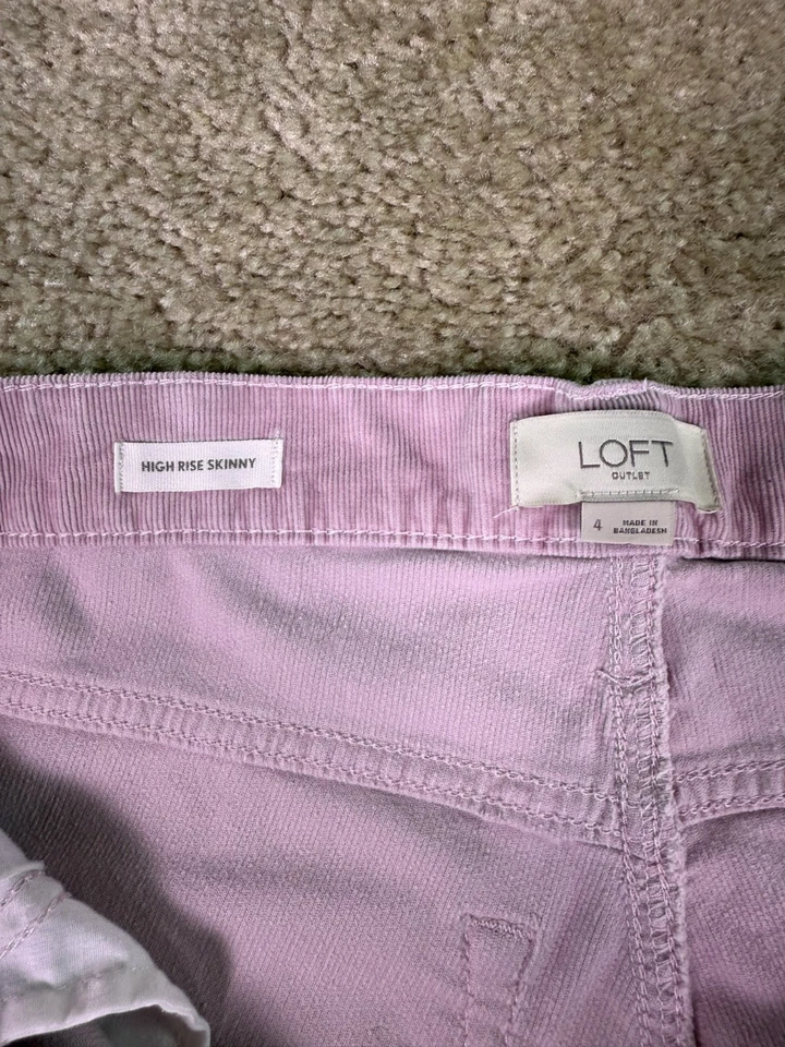 Pantalones de pana LOFT Outlet talla 4 ajustados elásticos tiro alto rosa 30x28 E810 Foto 4 de 4