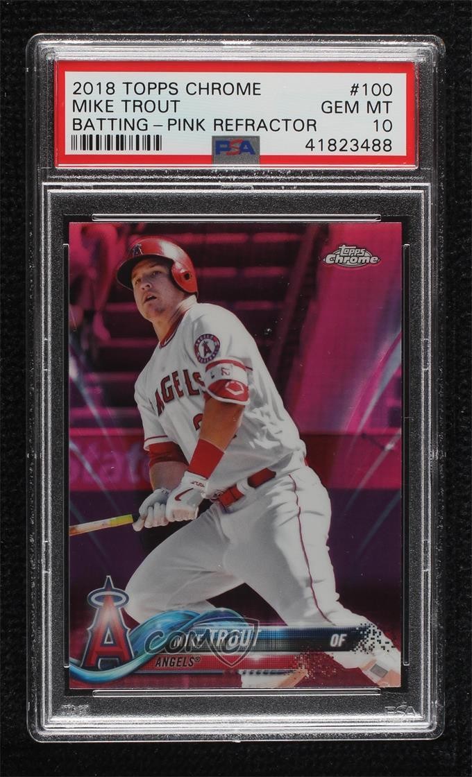 2018 Topps Chrome Pink Refractor Mike Trout #100 PSA 10 GEM MT 0jy4