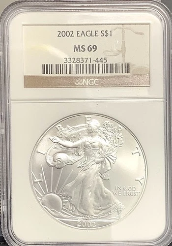 2002 1oz .999 Fine American Silver Eagle ASE - NGC MS69