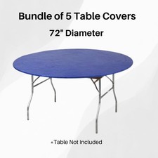 Kwik-Covers 6' Round Fitted Plastic Table Covers 72" Bundle of 5 