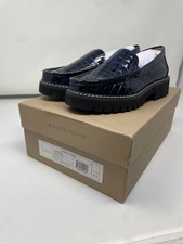 Donald Pliner Women's Hope Crocco Patent Loafers Dark Blue Size 5.5