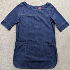 Joules Blue Denim Chambray Tunic Dress Size UK 10 Casual Shift With Pockets