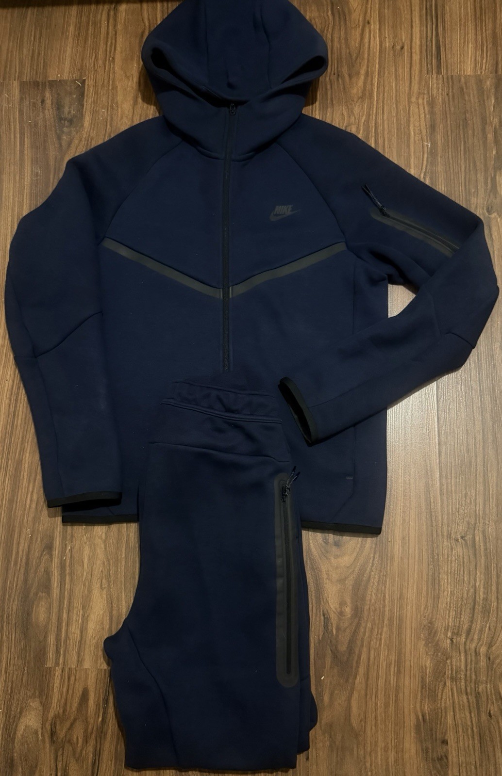 Nike Men's Navy Blue Tech Fleece Full Tracksuit Set