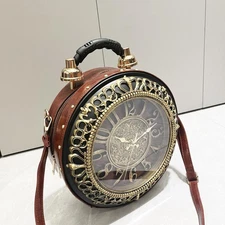 Vintage Handbag with Embedded Clock | Creative Fashionable Evening Clutch Bag