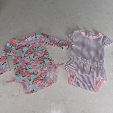 Ruffle Butts 2 Swimsuits One Long Sleeve One Short Sleeve SZ 3-6 Mo