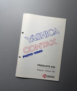 Yashica Contax Preisliste 3/93 sehr guter Zustand
