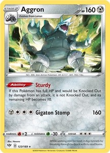 Aggron 123/189 Holo Rare Darkness Ablaze Pokemon TCG