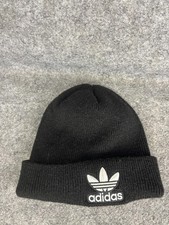 Adidas Hat Beanie Mens One Size Black Cuffed Knit Trefoil Originals Winter Warm