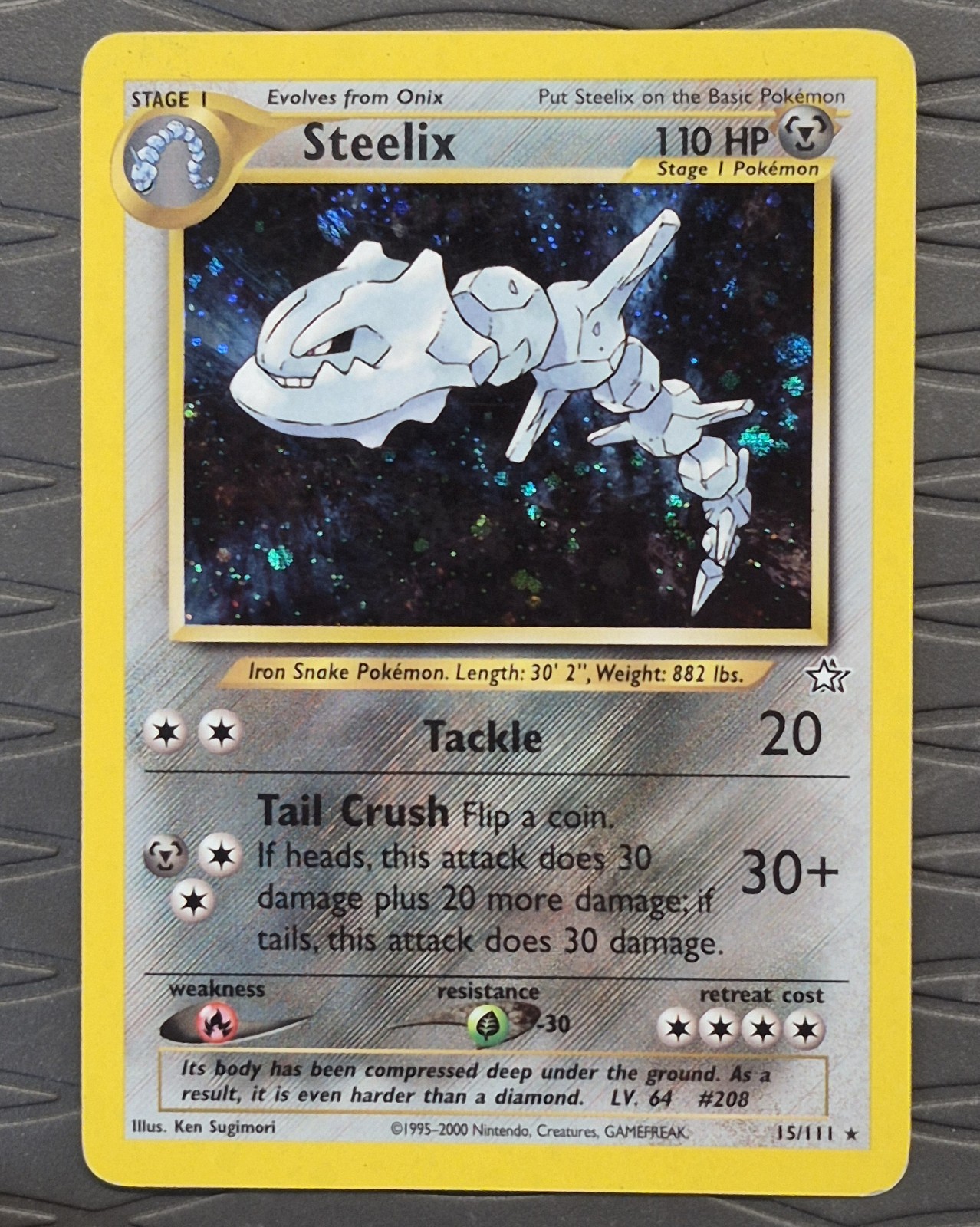Pokemon Steelix 15/111 Neo Genesis Holo Rare Pokemon Card 