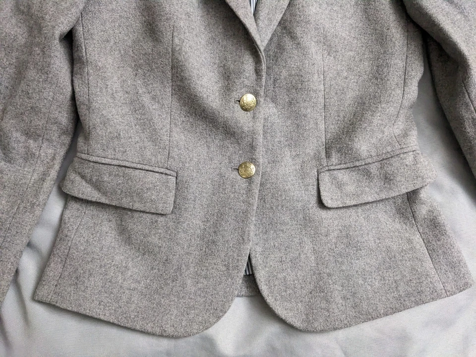 Blazer J.Crew Mujer Talla 4 Gris Lana Tejido Mezcla Preppy Academia Carrera Foto 3 de 4