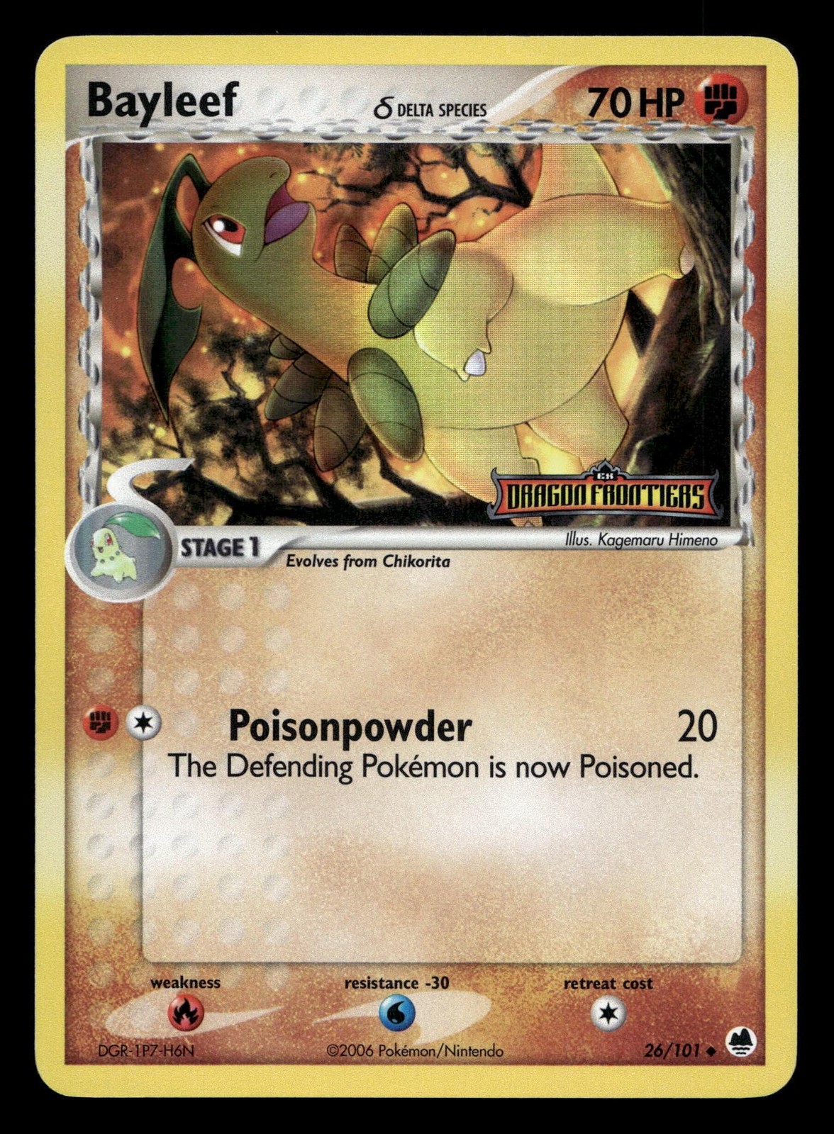 Bayleef 26/101 Dragon Frontiers Stamped Reverse Holo Pokemon NM