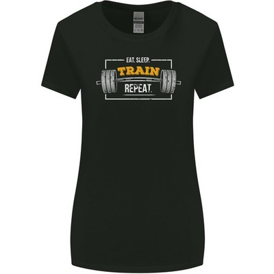 Eat Sleep Zug Repeat Fitness Training Top Damen Breiter Schnitt T-Shirt