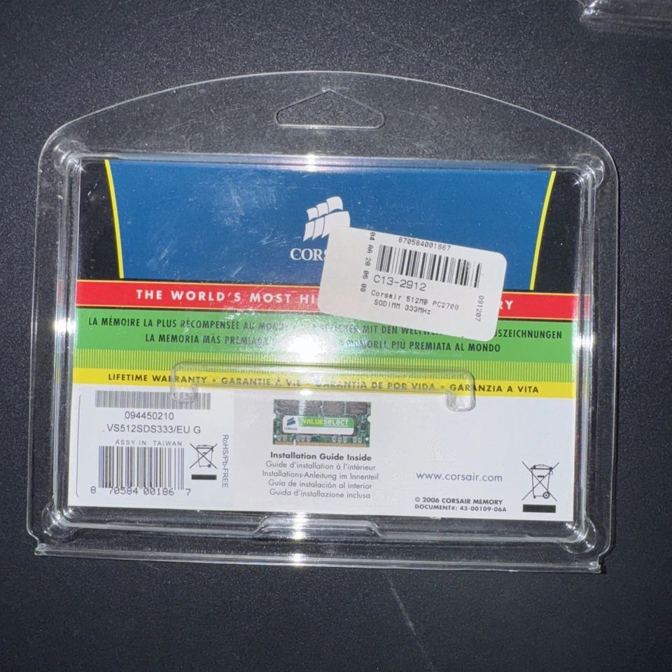 LOT OF 2 RARE Corsair ValueSelect 512MB SODIMM DDR-333 Sticks PC2700 (Brand New) - Image 3 of 4