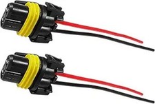 2 PCS Wiring Harness Headlight Socket, Nylon Female Adapters Pigtail Sockets, Wi