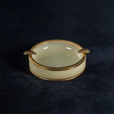 Antique Green Opaline Glass Ashtray VINCENZO NASON Italian Murano