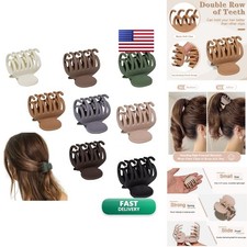 Viabty 1.6" Matte Small Double Row Teeth Hair Clips For Women Hair Claw Clips