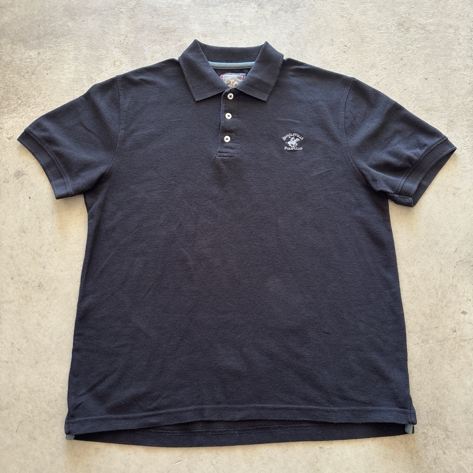 Beverly Hills Polo Club Men's Black Modern Fit Cotton Collared Short Sleeve Polo