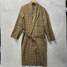 VTG 70s Sears Men  s Store Perma Prest Plaid Brown Sleepwear Robe Small USA 34-36