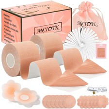 Boob Tape Kit - Boobytape for Breast Lift w 2 Body Tape, 2 Pcs Silicone Nippl...