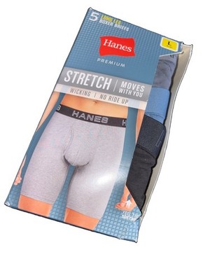 Hanes Premium Men's Stretch Long Leg Boxer Briefs 5pk - LARGE NEW Wicking